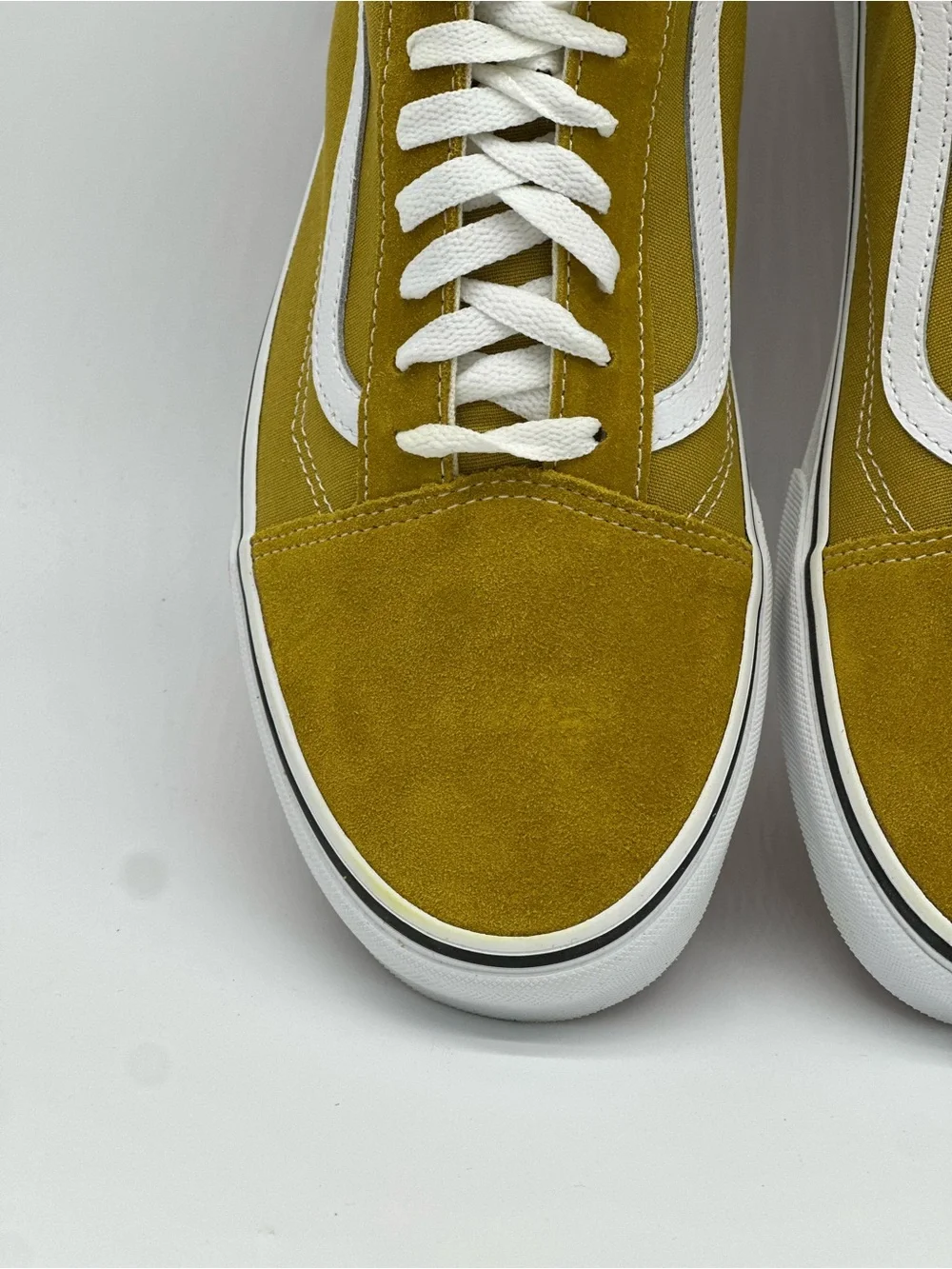Vans Mustard Yellow Low-Top Suede Sneakers with White Stripe